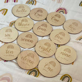 Wooden Rainbow Milestone Cards